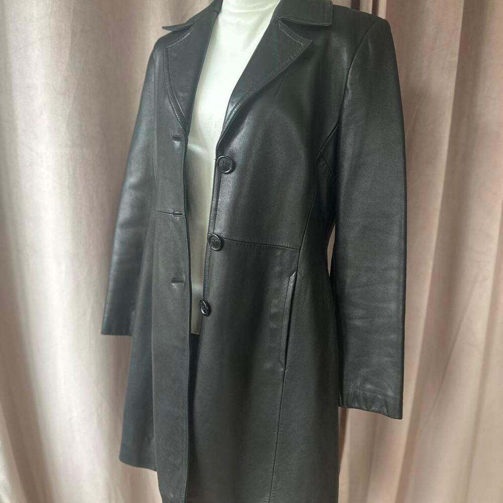 Michael kors long leather jacket Size M